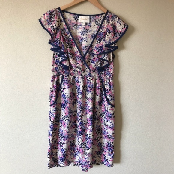 Yumi Kim Silk Mini Dress XS Flutter Sleeve 0 2 - Picture 6 of 13